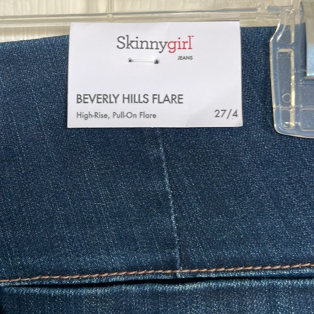 New! Skinnygirl High Rise Beverly Hills Pull-On Flare Dark Blue Jeans Size 27/4 - Picture 8 of 9